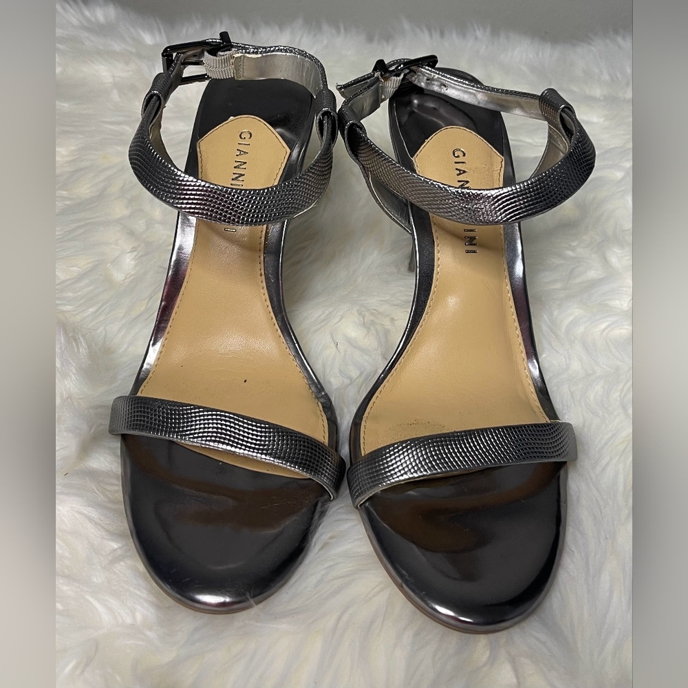 Gianni Binin Metalic Sivet strapped heels 🤍